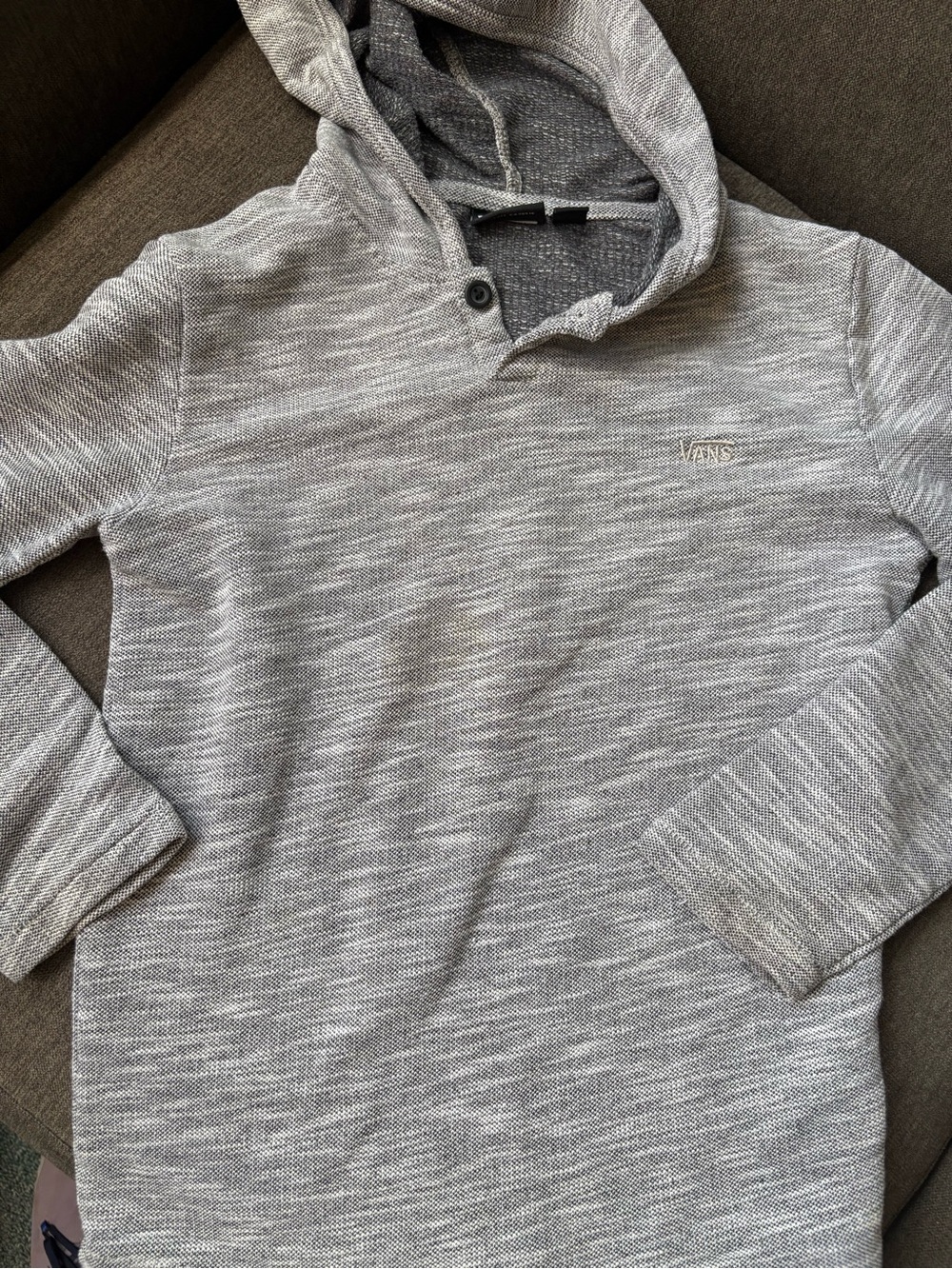 Vans Gray Knit Hoodie with Contrast Logo Tag